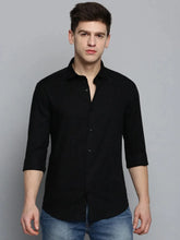 Men Black Solid Casual Shirt-KNOXPLAIN-4491-Black